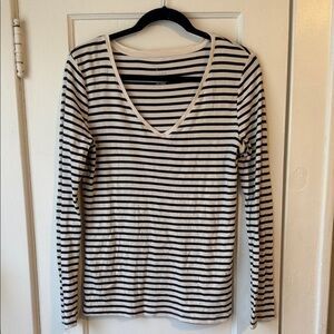 a new day Black and White Striped Long Sleeve Top